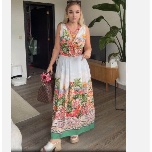 Zara PRINTED LAYERED MIDI SKIRT Multicolor Floral S M L NWT - Picture 5 of 12